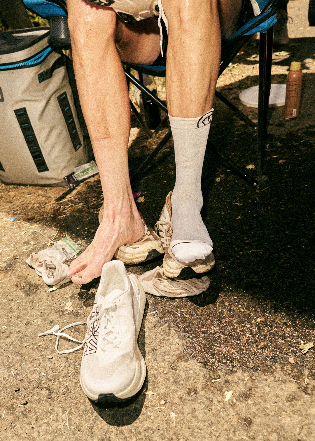 Close up of runner's feet